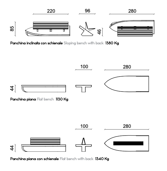Vasart - Panchina Arredo Urbano - DISEGNO TECNICO ARGO