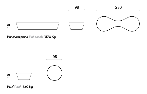 Vasart - Panchina Arredo Urbano - DISEGNO TECNICO INFINITY