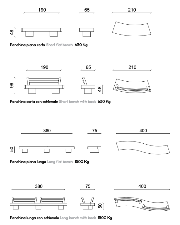 Vasart - Panchina Arredo Urbano - DISEGNO TECNICO ONDA Vasart - Panchina Arredo Urbano - DISEGNO TECNICO ONDA