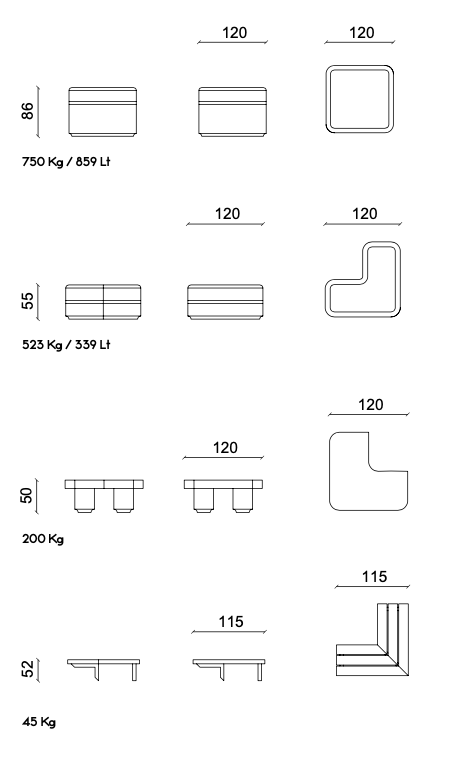 Vasart Arredo Urbano - DISEGNO TECNICO QUARZO CON SEDUTA